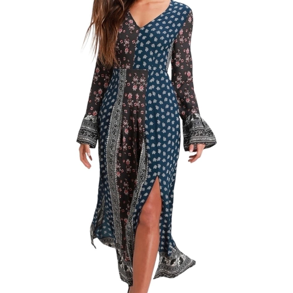 Lulu's Dark Blue Clover Bohemian Dress